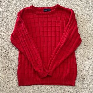 Izod Red Textured Grid Crewneck Sweater
